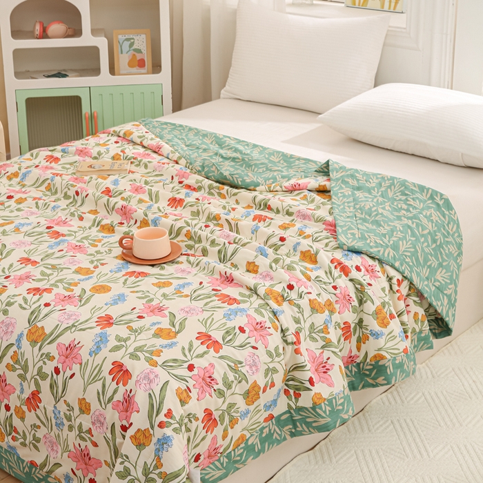 91家纺网 家纺一手货源 找家纺 锦鹭被业 2025新款A类里外全棉印花夏被 芳华