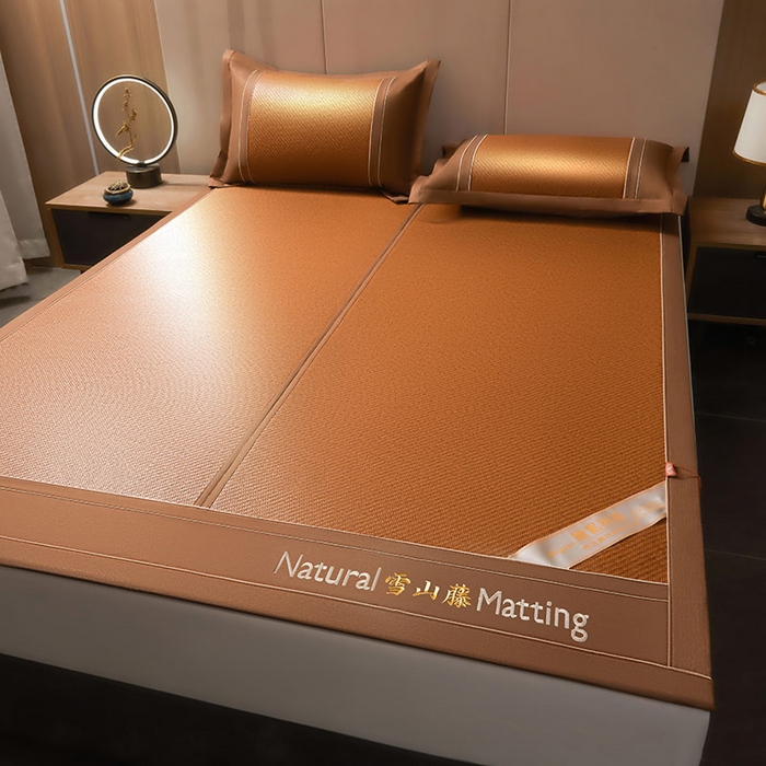 91家纺网 家纺一手货源 找家纺 （总）卡罗兰 2025新款藤席凉席三件套床单床笠黄金藤系列