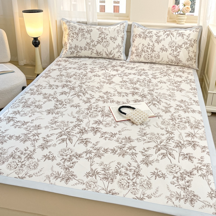 91家纺网 家纺一手货源 找家纺 绒艺席业 2025新款600D冰丝印花数码印花冰藤席赫本风系列 伊甸园