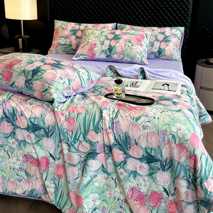 91家纺网 家纺一手货源 找家纺 花满路 2025新款成人夏被 碧海