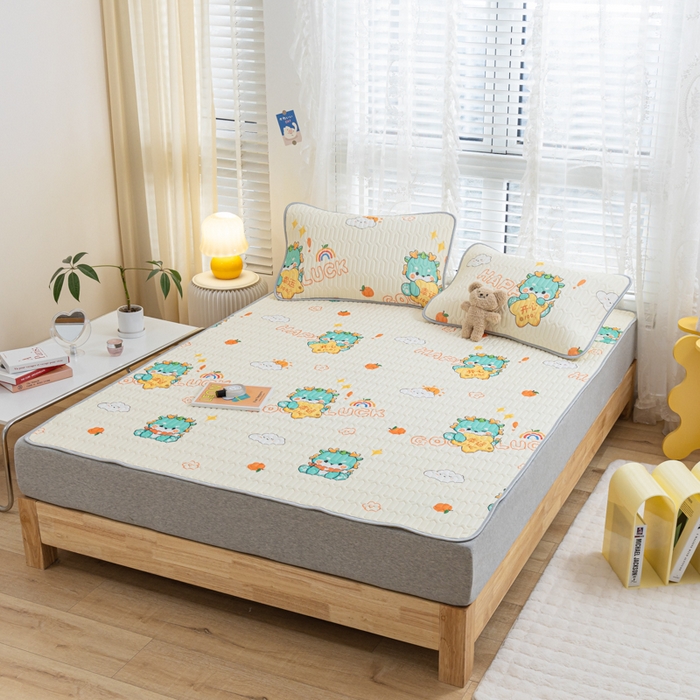 91家纺网 家纺一手货源 找家纺 默忆 2025新款凉感丝印花乳胶凉席 恐龙派对