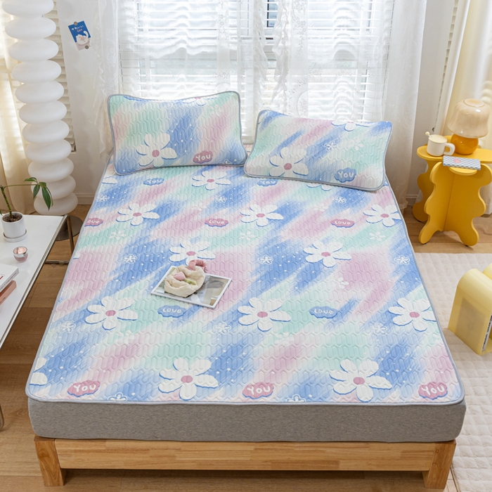 91家纺网 家纺一手货源 找家纺 默忆 2025新款凉感丝印花乳胶凉席 七彩世界