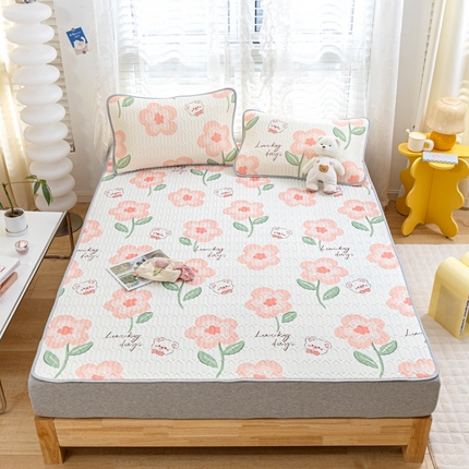 默忆 2025新款凉感丝印花乳胶凉席 花田雨梦