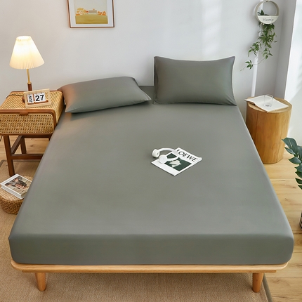 艾橙家纺 2025新款正宗133x72喷气织造全棉纯棉纯色床笠三件套 绅士灰