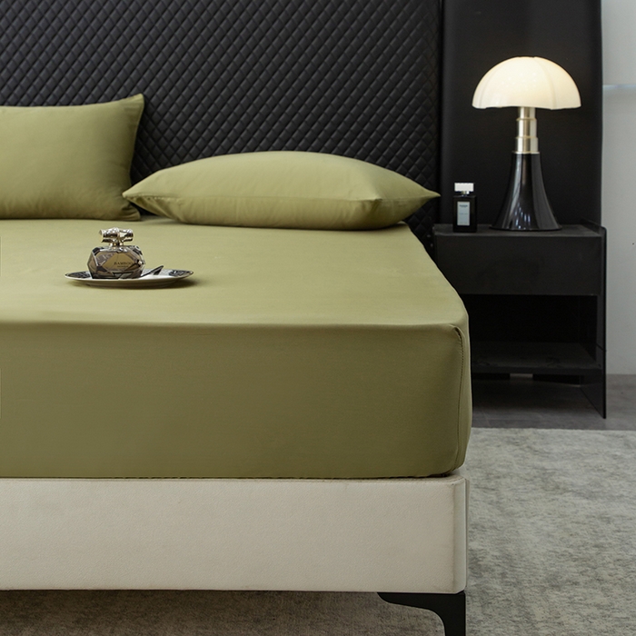 91家纺网 家纺一手货源 找家纺 简宜家居（朝初家纺） 2025新款兰精天丝单床笠 柔肌-松绿