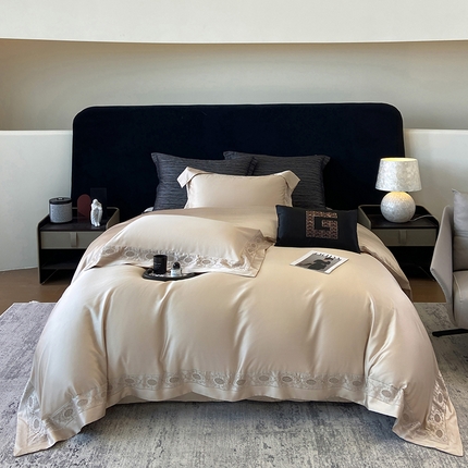 91家纺网 家纺一手货源 找家纺 若未家居 LOVEWE HOUSE 2025新款天丝棉法式镂空赫本风精致女性款四件套--斯嘉丽 斯嘉丽-米驼