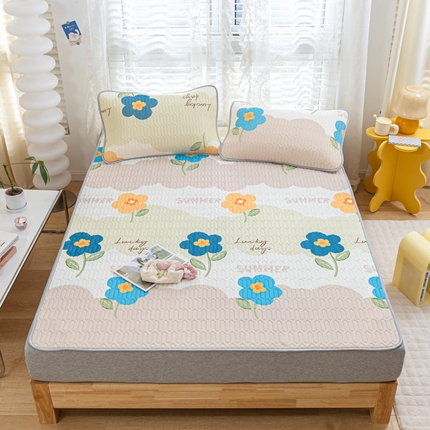 默忆 2025新款凉感丝印花乳胶凉席 幸运花朵