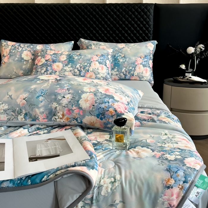 91家纺网 家纺一手货源 找家纺 花满路 2025新款成人夏被 清韵