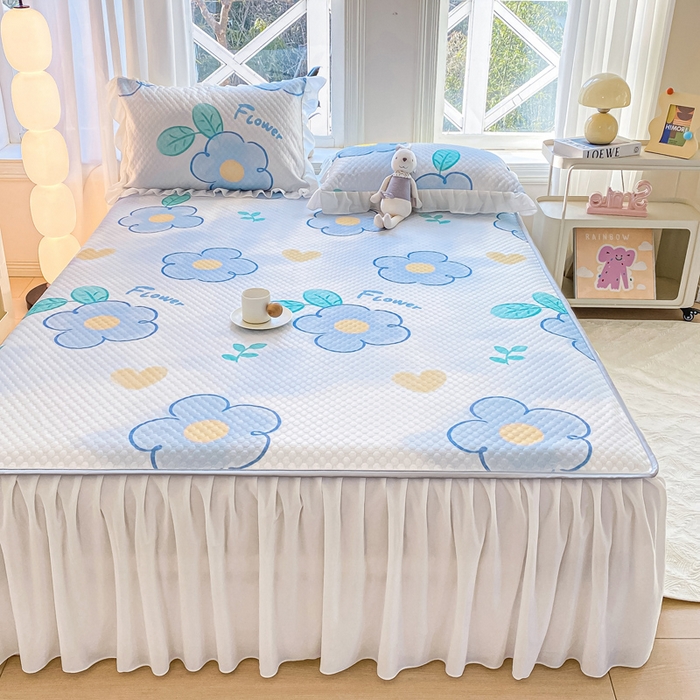 91家纺网 家纺一手货源 找家纺 康纳利2025新款A类冰豆豆床裙款凉席夏被四件套凉感丝空调被送买家秀 花语