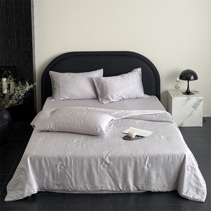 鹿班家居 2025新款夏季60S莱赛尔提花夏被四件套-橘子海盐（标准会员-20） 橘子海盐-紫色