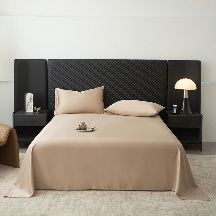 91家纺网 家纺一手货源 找家纺 简宜家居（朝初家纺） 2025新款A棉兰精天丝单床单 柔肌-奶茶