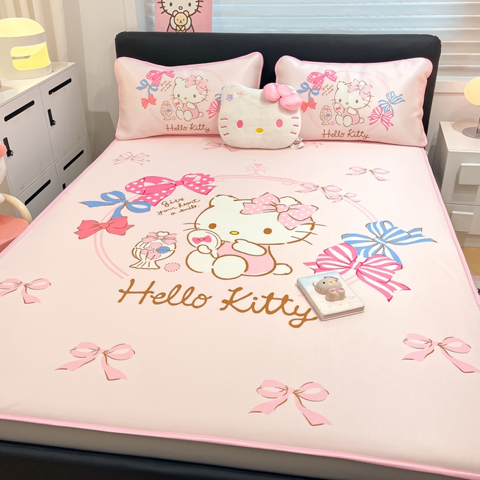 91家纺网 家纺一手货源 找家纺 暮思家居 2025新款正版授权A类大版数码印花三丽鸥可机洗1200D冰丝凉席可组合针织棉夏被四件套床笠款 床笠款-美美KT