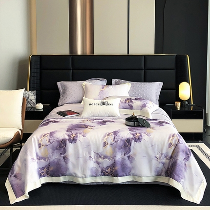 91家纺网 家纺一手货源 找家纺 （总）若未家居 LOVEWE HOUSE 2025新中式60天丝床盖夏被四件套鎏金床盖款夏被四件套