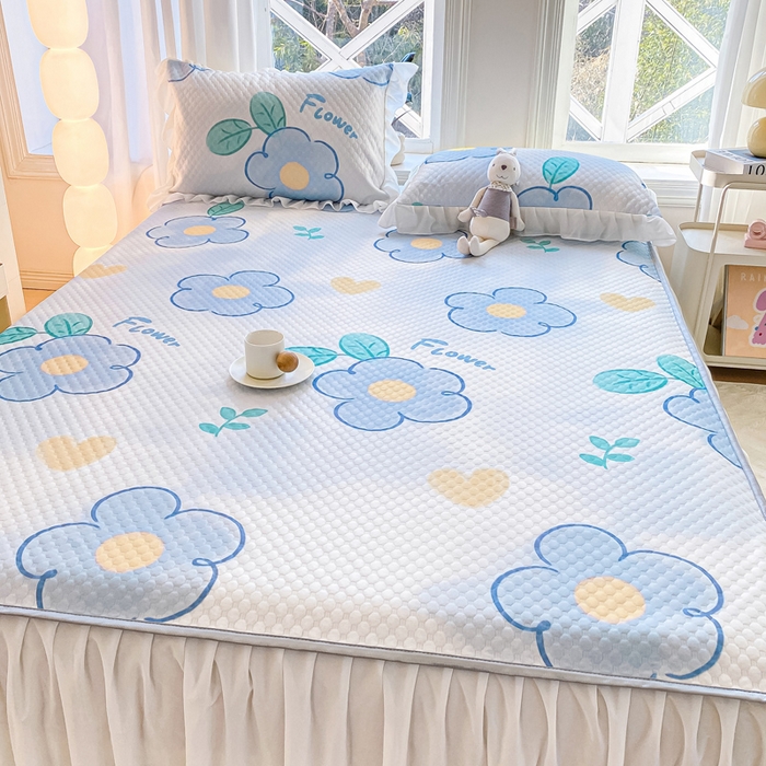 91家纺网 家纺一手货源 找家纺 康纳利2025新款A类冰豆豆床裙款凉席夏被四件套凉感丝空调被送买家秀 花语