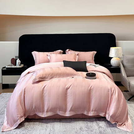 若未家居 LOVEWE HOUSE 2025新款50S兰精天丝轻奢基底提花带银丝套件- 亦梵 亦梵-粉色