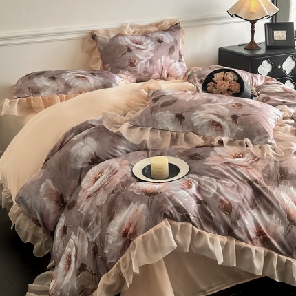 91家纺网 家纺一手货源 找家纺 （总）首尔家纺 2025新款冰丝数码玉纱系列四件套