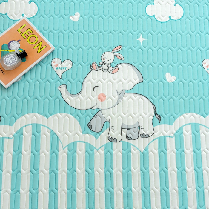 91家纺网 家纺一手货源 找家纺 默忆 2025新款凉感丝印花乳胶凉席 大白象