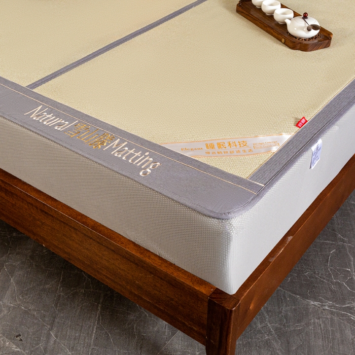 91家纺网 家纺一手货源 找家纺 卡罗兰 2025新款藤席凉席三件套床单床笠黄金藤系列 黄金藤香槟金-床笠