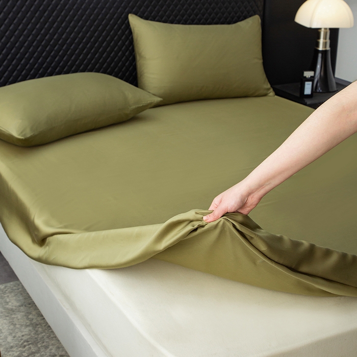 91家纺网 家纺一手货源 找家纺 简宜家居（朝初家纺） 2025新款兰精天丝单床笠 柔肌-松绿