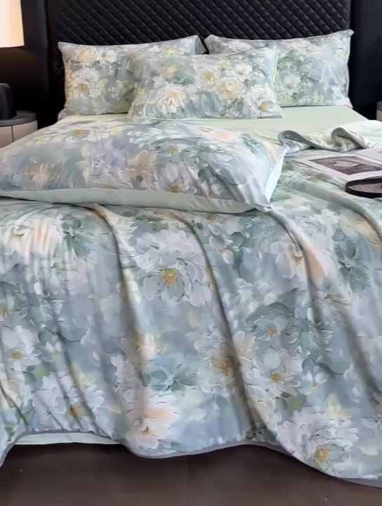 91家纺网 家纺一手货源 找家纺 花满路 2025新款成人夏被 丹青