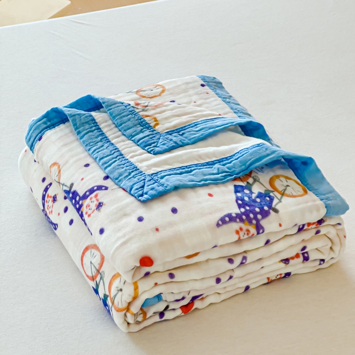 91家纺网 家纺一手货源 找家纺 乐家毛巾被2025新款全棉六层一体超柔泡泡纱多功能毯 马戏团