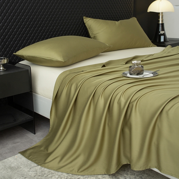 91家纺网 家纺一手货源 找家纺 简宜家居（朝初家纺） 2025新款A棉兰精天丝单床单 柔肌-松绿