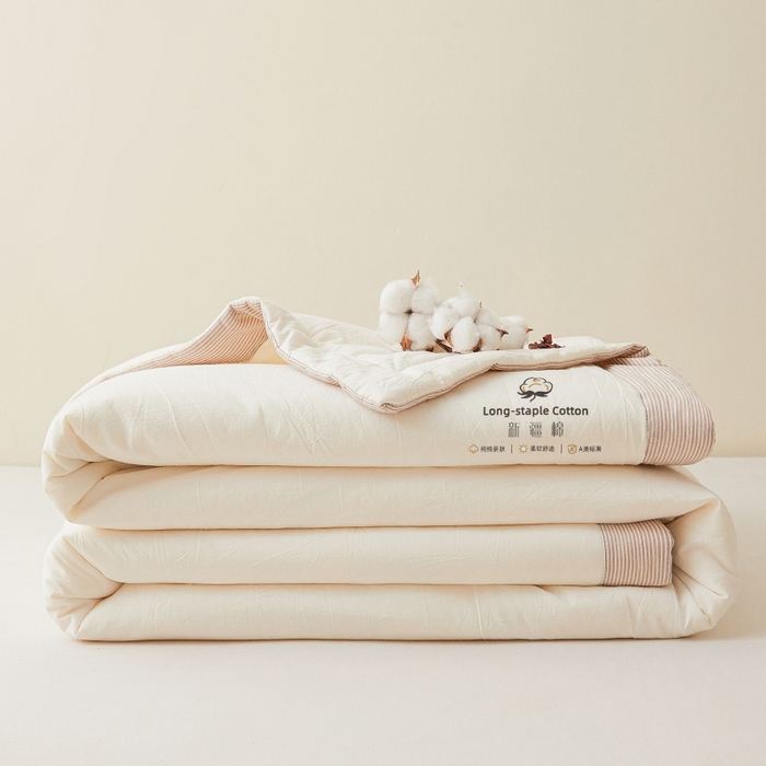 91家纺网 家纺一手货源 找家纺 2025新款无印风纯色100%新疆棉夏被夏凉被空调被棉花夏被棉花被子被芯爆款可机洗（包检测） 新疆棉-米白