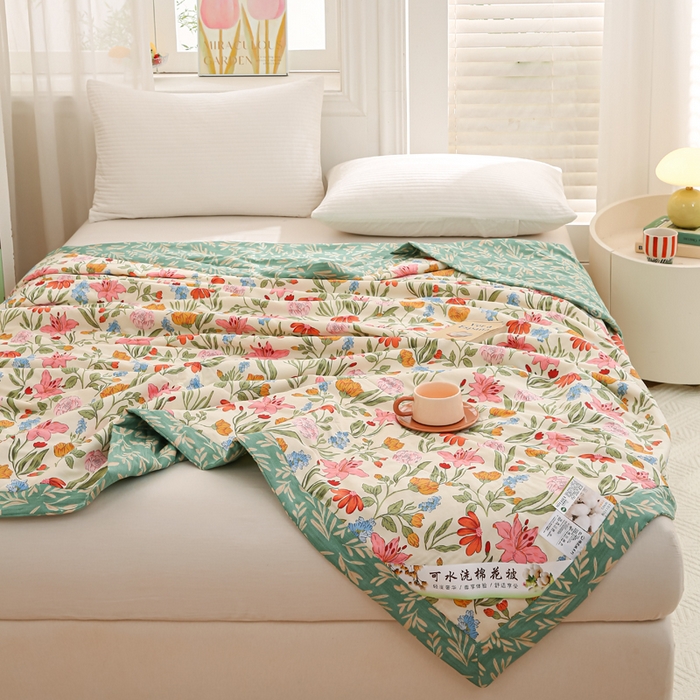 91家纺网 家纺一手货源 找家纺 锦鹭被业 2025新款A类里外全棉印花夏被 芳华