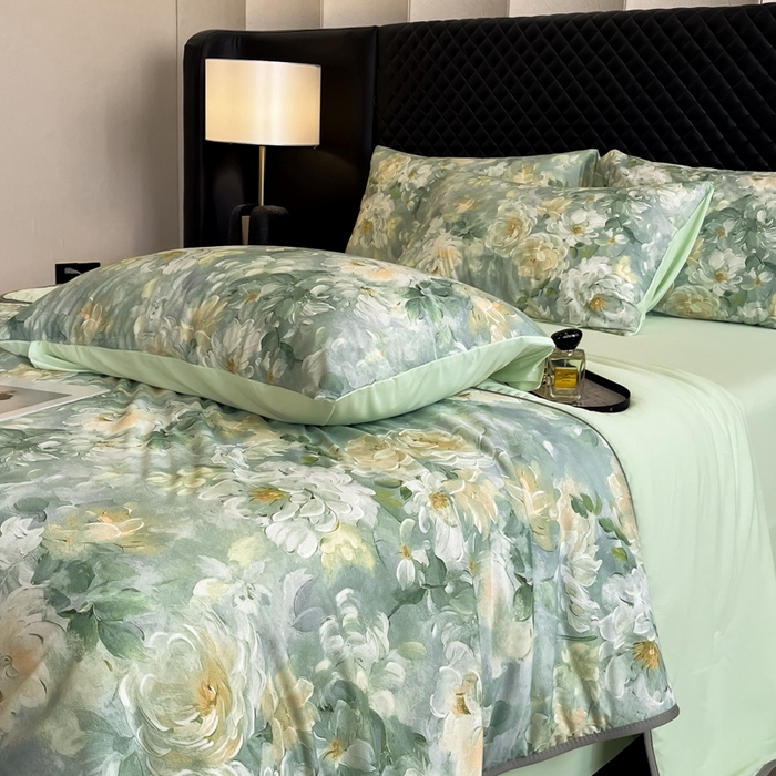 91家纺网 家纺一手货源 找家纺 花满路 2025新款成人夏被 丹青