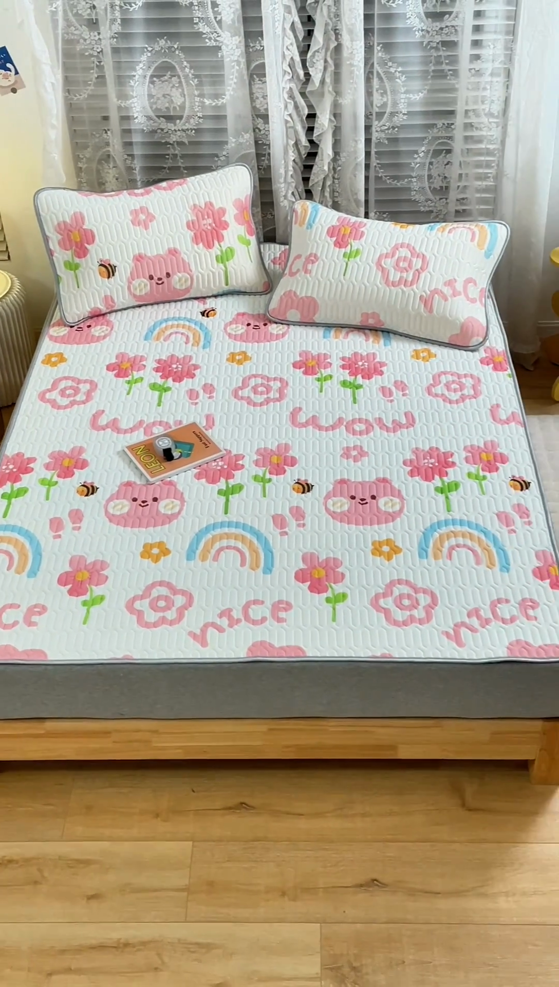 91家纺网 家纺一手货源 找家纺 默忆 2025新款凉感丝印花乳胶凉席 开心花园