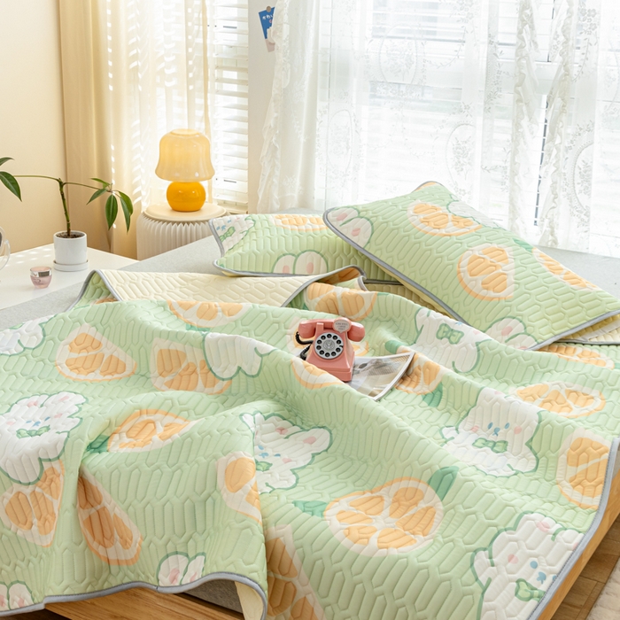 91家纺网 家纺一手货源 找家纺 默忆 2025新款凉感丝印花乳胶凉席 清凉夏日