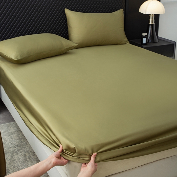 91家纺网 家纺一手货源 找家纺 简宜家居（朝初家纺） 2025新款兰精天丝单床笠 柔肌-松绿