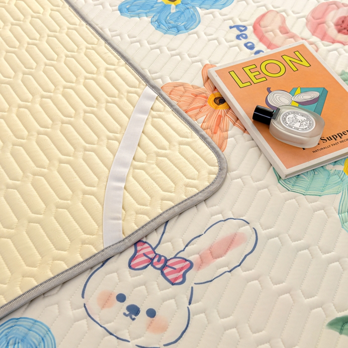 91家纺网 家纺一手货源 找家纺 默忆 2025新款凉感丝印花乳胶凉席 夏天味道