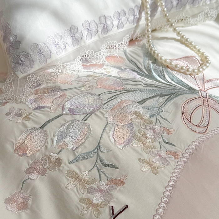 91家纺网 家纺一手货源 找家纺 优悦生活馆 2025新款全棉新疆长绒棉四件套-鸢尾花畔 控价 鸢尾花畔-露娜粉