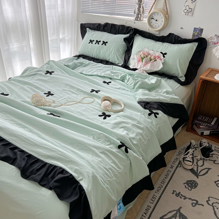 91家纺网 家纺一手货源 找家纺 （总）子钦2025新款法式毛巾绣花边单夏被夏被四件套-洛可可