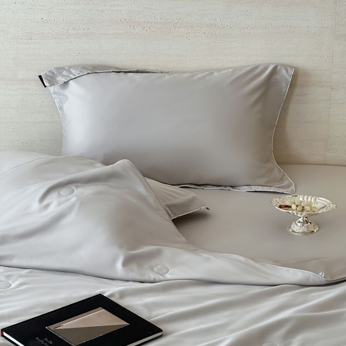 91家纺网 家纺一手货源 找家纺 茧羽世家 2025天丝纯色床笠夏被被子如丝系列 如丝 蜜桃灰