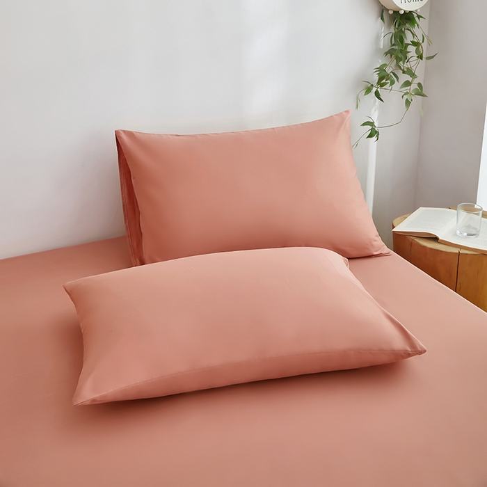 91家纺网 家纺一手货源 找家纺 艾橙家纺 2025新款正宗133x72喷气织造全棉纯棉纯色床笠三件套 豆沙