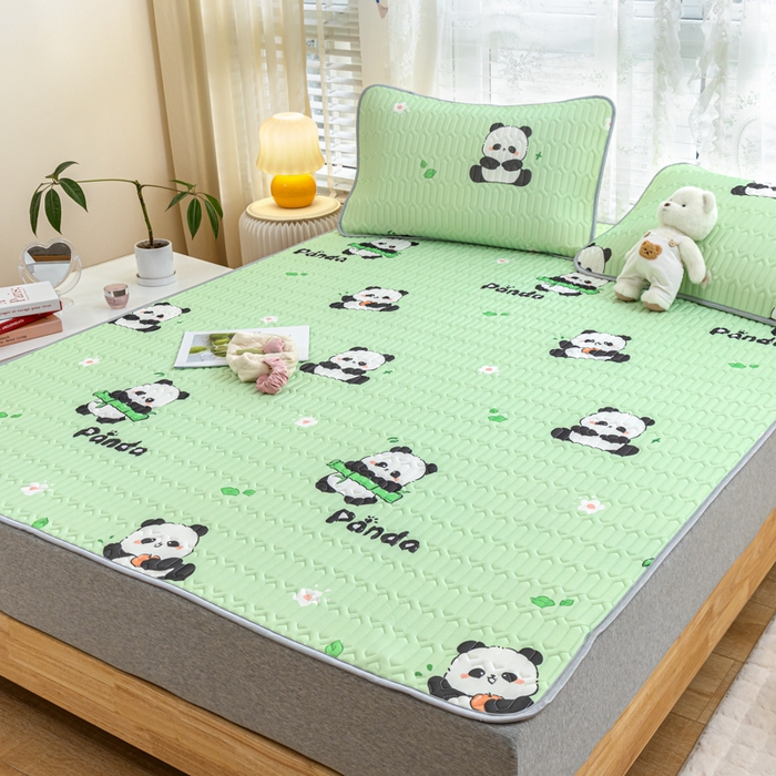 91家纺网 家纺一手货源 找家纺 默忆 2025新款凉感丝印花乳胶凉席 开心熊猫