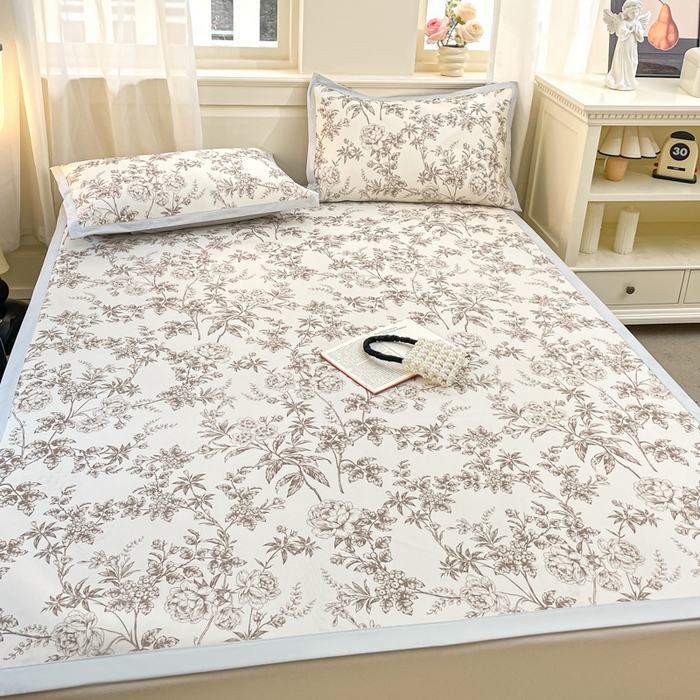 91家纺网 家纺一手货源 找家纺 绒艺席业 2025新款600D冰丝印花数码印花冰藤席赫本风系列 伊甸园