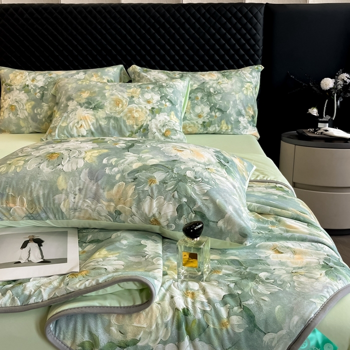 91家纺网 家纺一手货源 找家纺 花满路 2025新款成人夏被 丹青