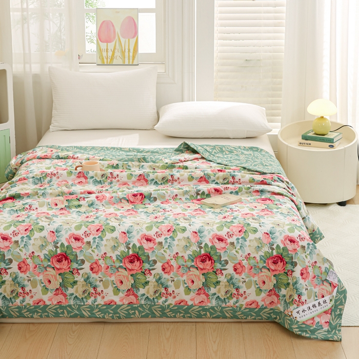 91家纺网 家纺一手货源 找家纺 锦鹭被业 2025新款A类里外全棉印花夏被 花舞