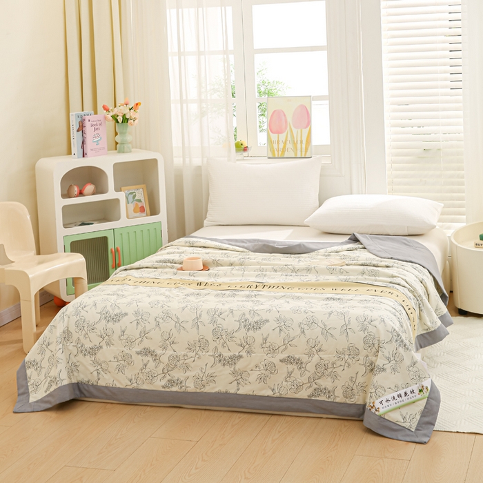 91家纺网 家纺一手货源 找家纺 锦鹭被业 2025新款A类里外全棉印花夏被 山茶花