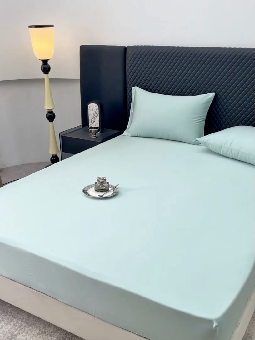 91家纺网 家纺一手货源 找家纺 简宜家居（朝初家纺） 2025新款兰精天丝单床笠 柔肌-水绿