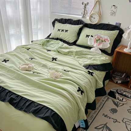 91家纺网 家纺一手货源 找家纺 （总）子钦2025新款法式毛巾绣花边单夏被夏被四件套-洛可可