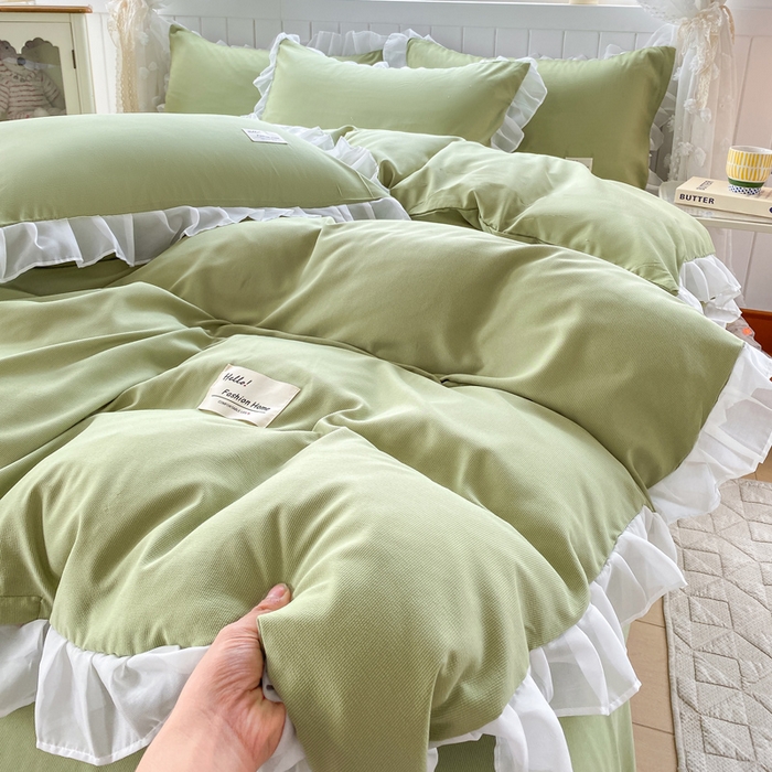 91家纺网 家纺一手货源 找家纺 （总）红日子纺织品 2025新款韩版华夫格水洗棉四件套