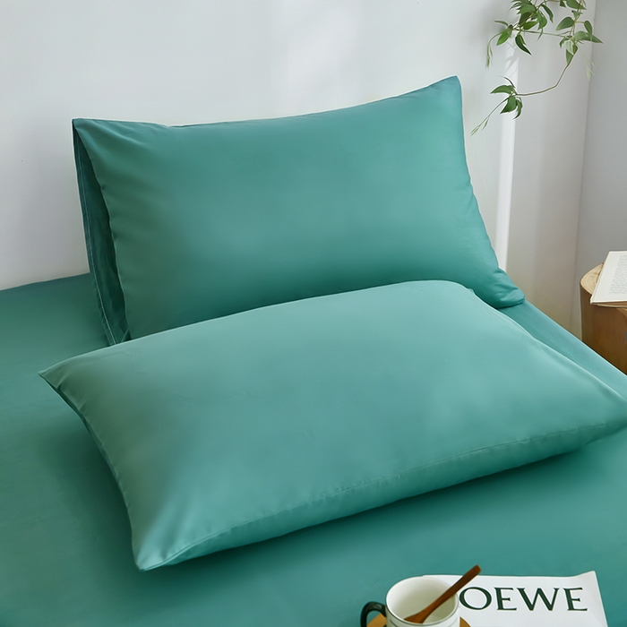 91家纺网 家纺一手货源 找家纺 艾橙家纺 2025新款正宗133x72喷气织造全棉纯棉纯色床笠三件套 浅石兰