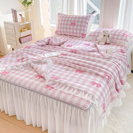 康纳利2025新款A类冰豆豆床裙款凉席夏被四件套凉感丝空调被送买家秀 心语