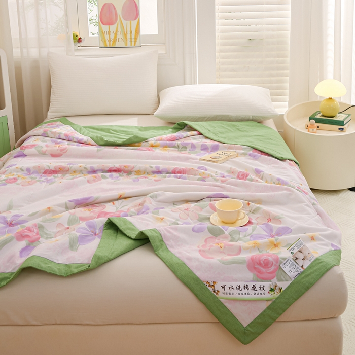 91家纺网 家纺一手货源 找家纺 锦鹭被业 2025新款A类里外全棉印花夏被 繁花邂逅