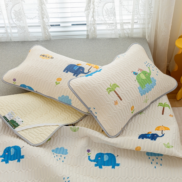 91家纺网 家纺一手货源 找家纺 默忆 2025新款凉感丝印花乳胶凉席 快乐小象