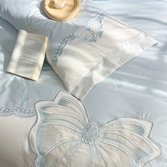 91家纺网 家纺一手货源 找家纺 优悦生活馆 2025新款全棉新疆长绒棉四件套-恋恋时光 控价 恋恋时光-云天蓝